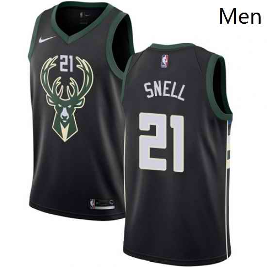 Mens Nike Milwaukee Bucks 21 Tony Snell Authentic Black Alternate NBA Jersey Statement Edition